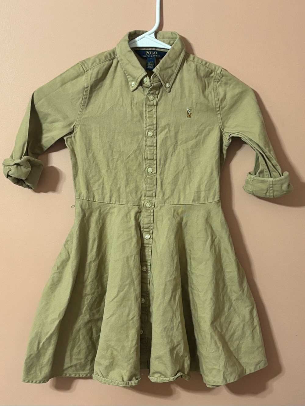 Polo by Ralph Lauren Olive Green Button-Front Shirt Dress